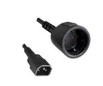 C14-es hálózati adapterkábel földelőcsatlakozó aljzathoz, UPS adapter, H05VV-F 0,75mm², fekete, hossza 1,00m